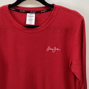 Sean John Crimson Waffle Knit Long Sleeve Top